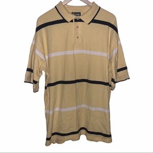 Vintage 90s Ivy Crew Light Yellow Striped Polo Shirt